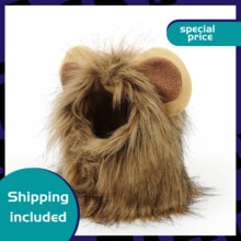 Disfraz de gato, peluca de Melena De León para mascotas y perros, sombrero de León con orejas para vacaciones y de Cosplay, color marrón