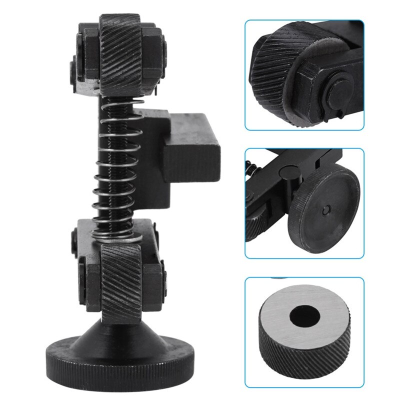 Juego de Herramientas moleteadoras negras, soporte lineal, vástago ajustable con ruedas, herramientas de torno