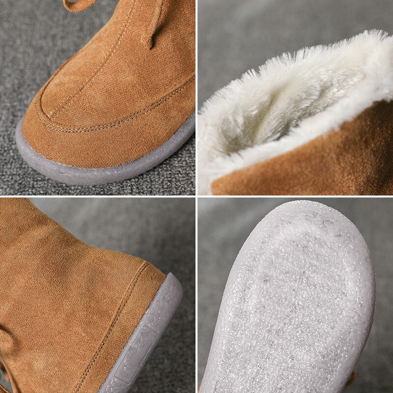 Naisten lumikengät pehmeät lämpimät kengät liukumattomat ballerinat vapaa-ajan nauhakengät puolivälissä säärellä saappaat plus koko talvikengät