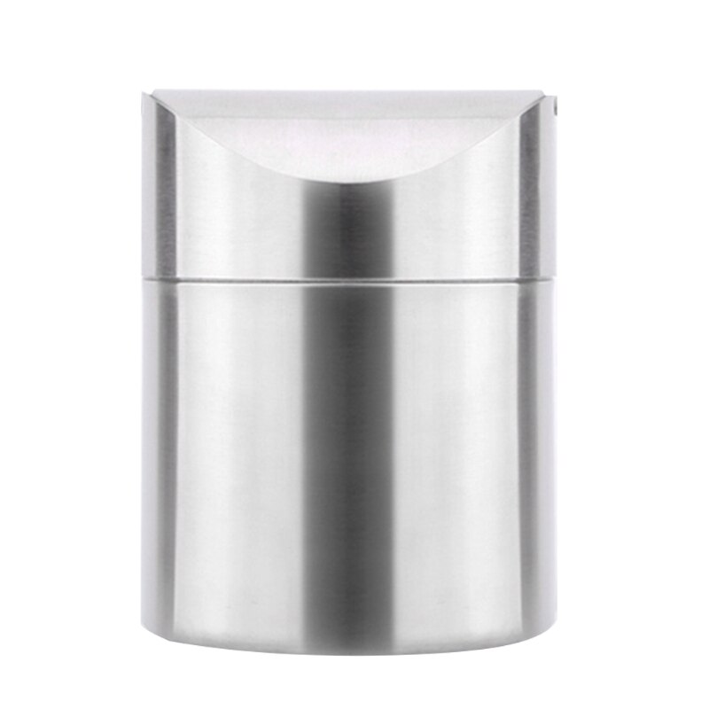 Kleine Rvs Prullenbak Met Swing Deksel Fit Voor Bureau Badkamer Keuken Auto 1XCE: True color