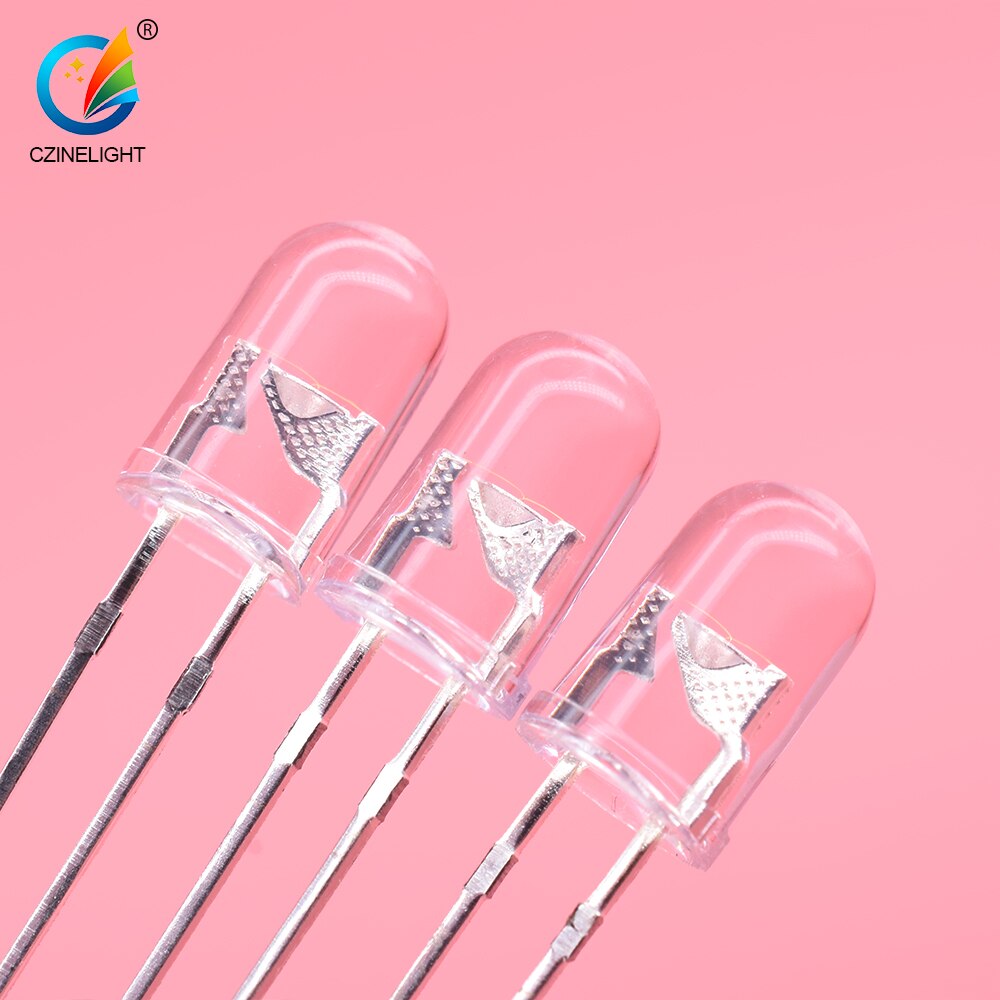 1000pcs/bag Czinelight Clear Lens 5mm Led Emitting Diode Red Yellow Blue Green White Pink Purplele