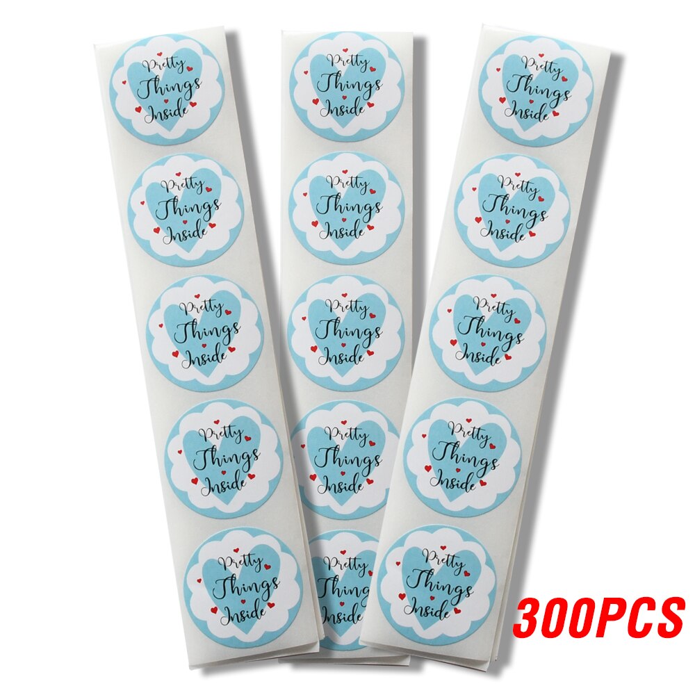 100-500pcs Round "Pretty Things Inside" Stickers Seal Labels Baby Shower Decor Baking Package Envelope Stationery Sticker: QY643-300pcs