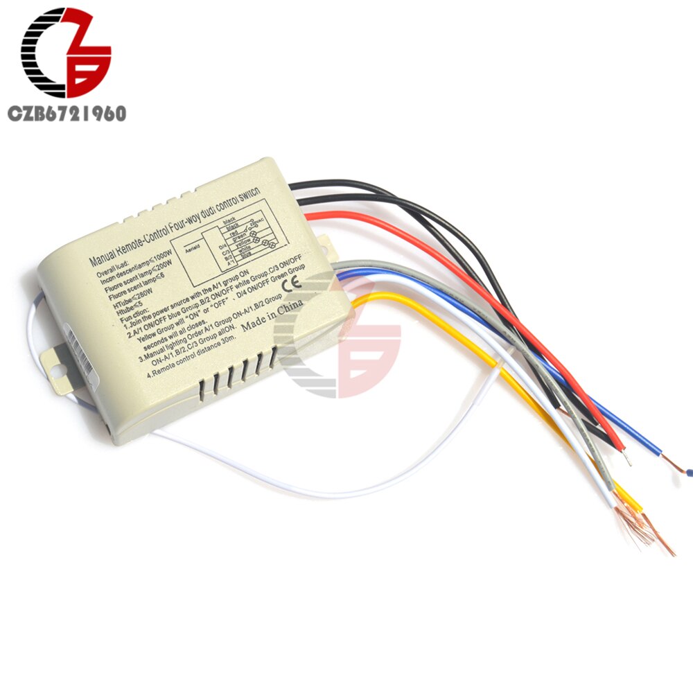 Across Wall 220V Remote Control Switch Wall Chandelier Lamp LED Light Switch Sleep Mode 1 2 3 4 CH Receiver Transceiver On Off