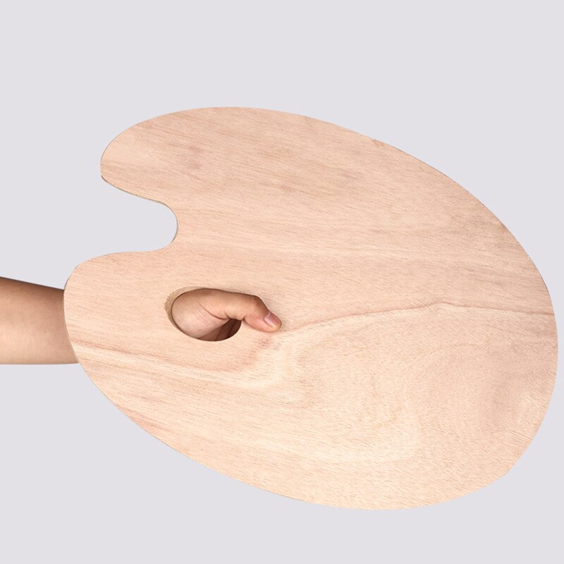 40x30Cm Wooden Oil Painting Palette Wood Oval Pigment Paint Plate Gouache Acrylic Drawing Art Supplie for Student Kids
