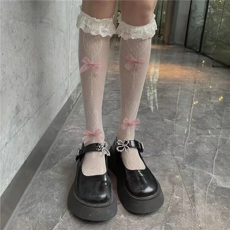 Medias sexis con estampado de lunares para mujer, calcetines hasta la rodilla, rejilla elástica de nailon suave, calcetines de pierna larga a la para niñas, color negro: Caqui