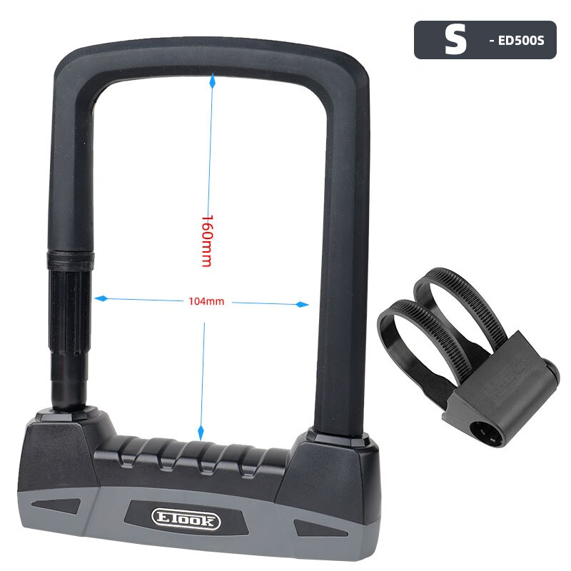 Etook Bicycle U-Lock W/ Mount Bracket Motorcycle E-Bike U-shaped Lock Safety Device Cut Resistant S L Multi Colors: Gray S
