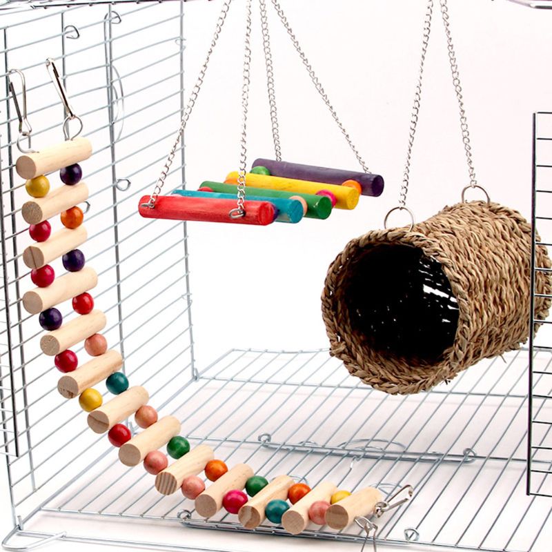 3 uds jaula para loros juguete ardilla hámster ardilla hamaca pájaro nido columpio y escalera