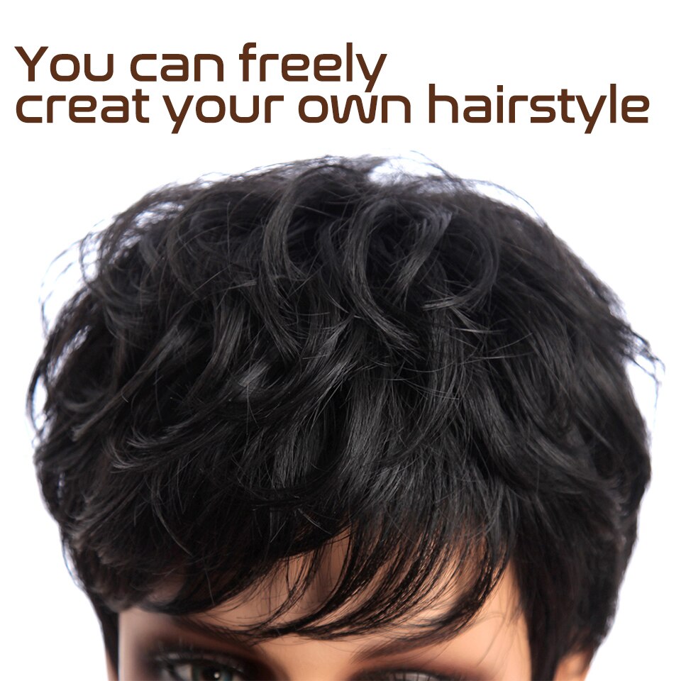 AISIBEAUTY krótka fryzura wróżka peruki z prostymi włosami dla czarnych kobiet bezklejowa maszyna wykonana peruka 4 kolory dostępne dla afroamerykanów