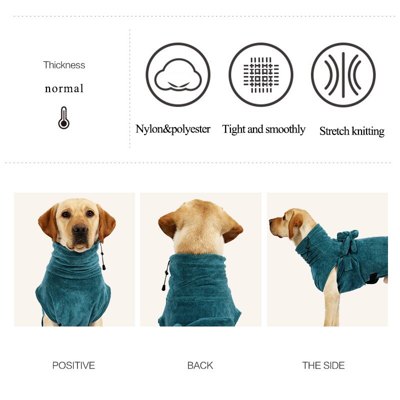 Albornoz para perros grandes, Toalla de baño de fuerte absorción de agua para mascotas, ropa de secado rápido para la mayoría de los perros, ropa de toalla dorada para perros, XS-3XL