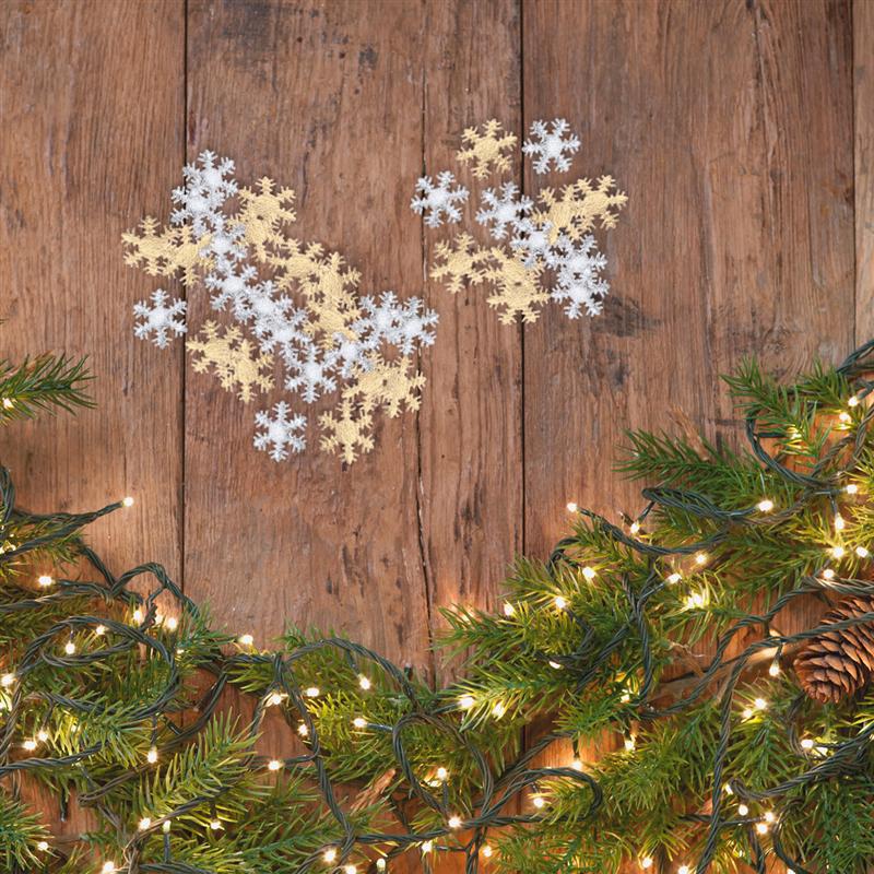 200Pcs Snowflake 3D Stof Confetti Gouden Zilveren Christmas Party Decoratie Diy Opknoping Hanger Ornament