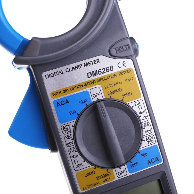 DM6266 Lcd Digitale Stroomtang Ac/Dc Stroom Spanning Weerstand Tester 1999 Counts True Rms Multimeter Meten Fluk hr