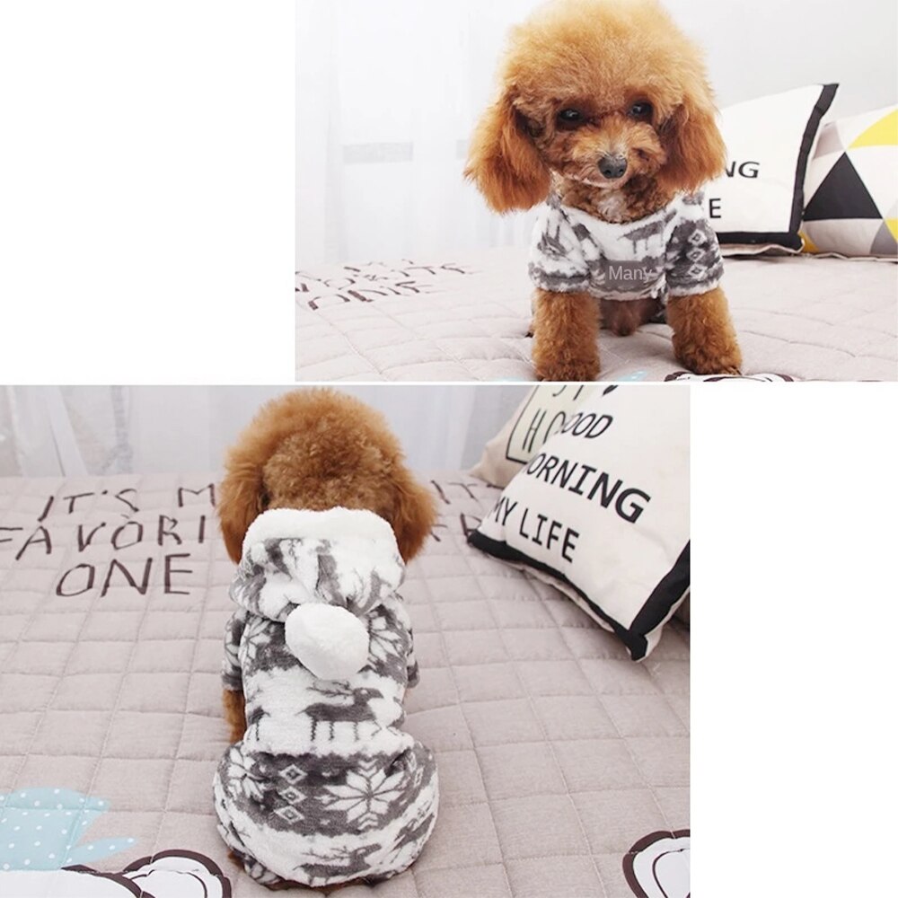 Ropa con estampado de algodón para perro mascota cálido, Mono para cachorro, Sudadera con capucha, ropa para perros que mantienen el calor