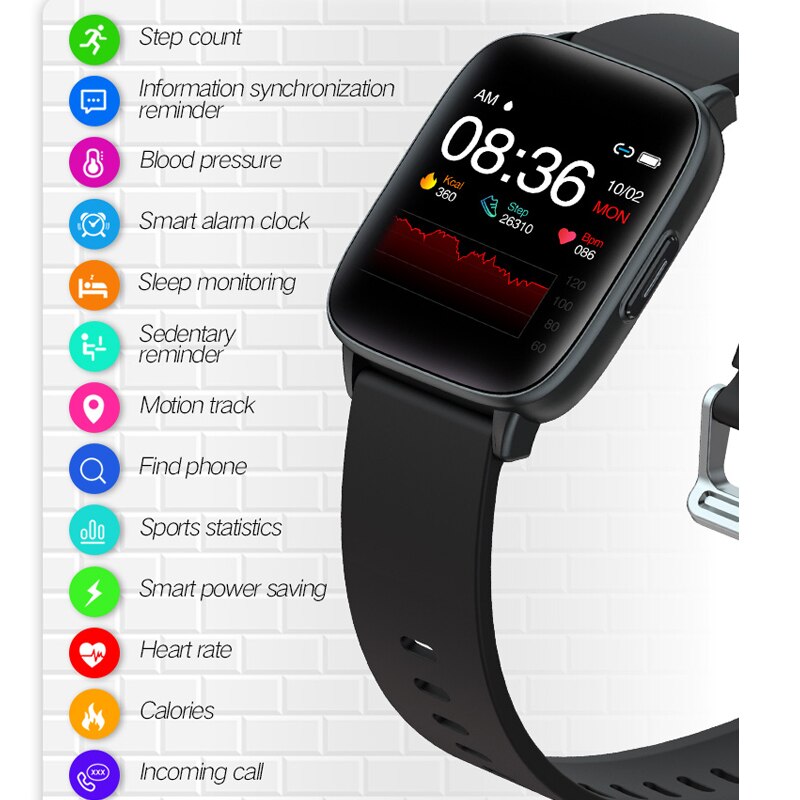 [gesundheitstracker] bakeey  y93 1.3 -zoll-touchscreen-smartwatch mit echtzeit-herzfrequenz- und blutdruckmessung – sport-smartwatch für damen und herren