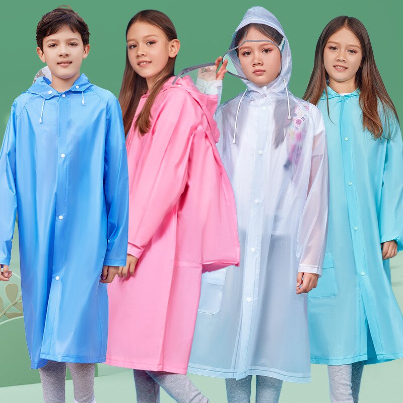 Primary school children's raincoat rain gear poncho big hat brim middle school children's protective raincoat with schoolbag