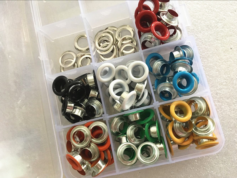1 tool + 200pcs 8mm Scrapbook Eyelet Random Mixed Color Metal eyelets For Scrapbooking DIY embelishment garment clothes eyelets: 200sets eyelet wbox