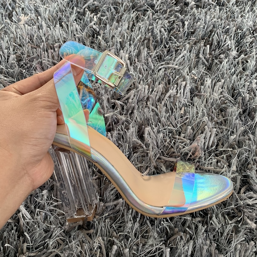 été PVC clair Transparent à bretelles talons hauts chaussures femmes sandales Peep Toe Sexy fête femme dames chaussures femme Sandalias