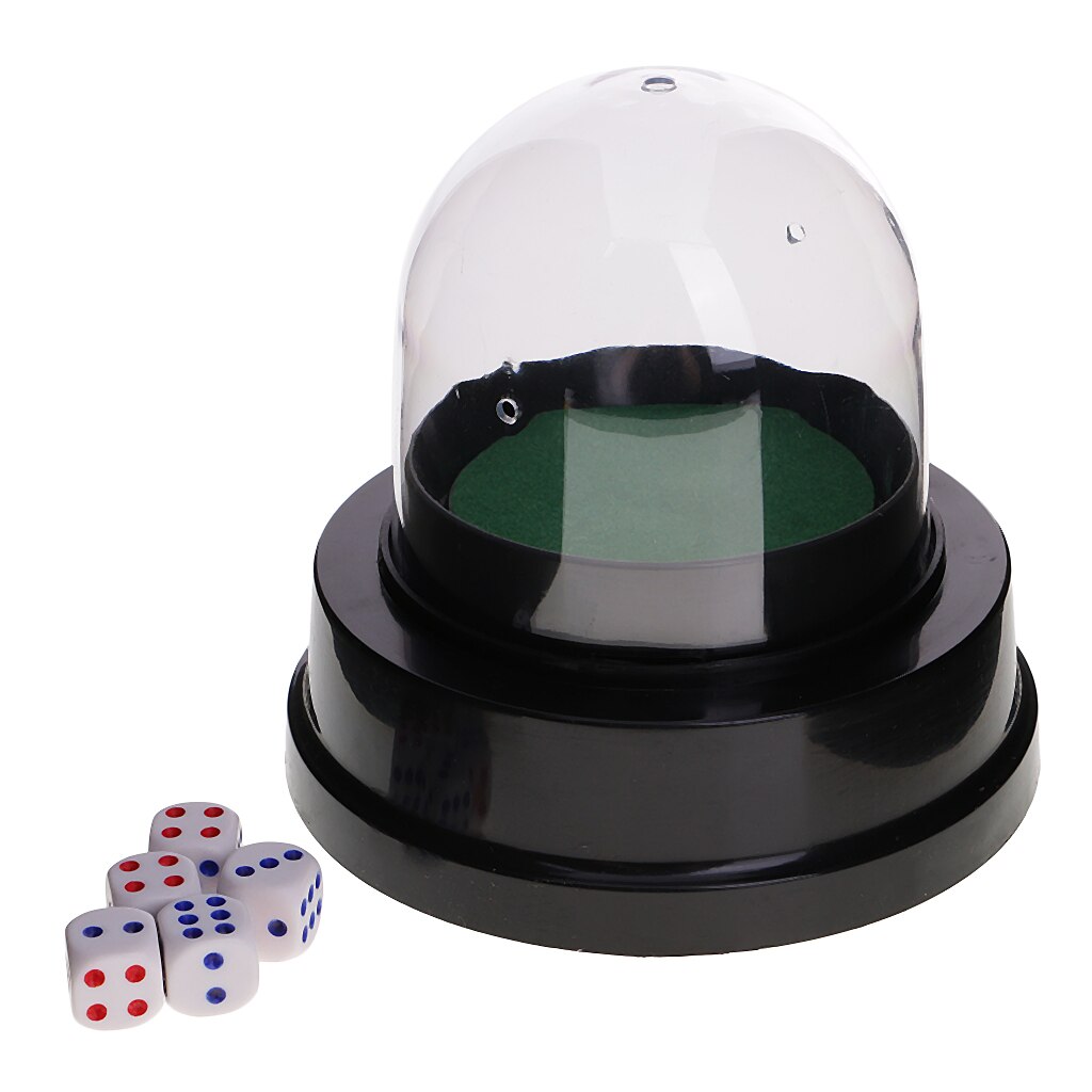 Tasse à dés électrique avec Base en feutre avec 5 dés pour jeux de Bar, Casino, fête, noir
