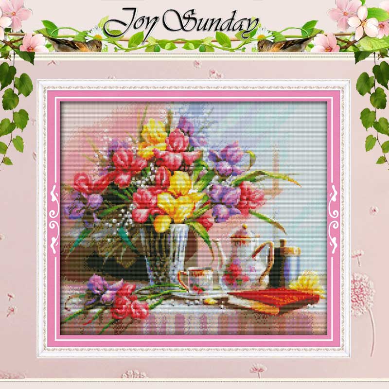 Beautiful flowers Patterns Counted Cross Stitch 11CT 14CT Cross Stitch Set Cross-stitch Kit Embroidery Needlework