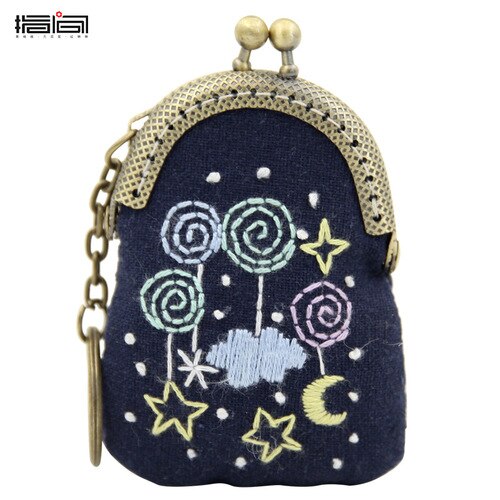 Embroidery Purse Making Kits Purse Frame Kiss Clasp Lovely Fowers Sewing Stitching Handmade Purse Girl: 6