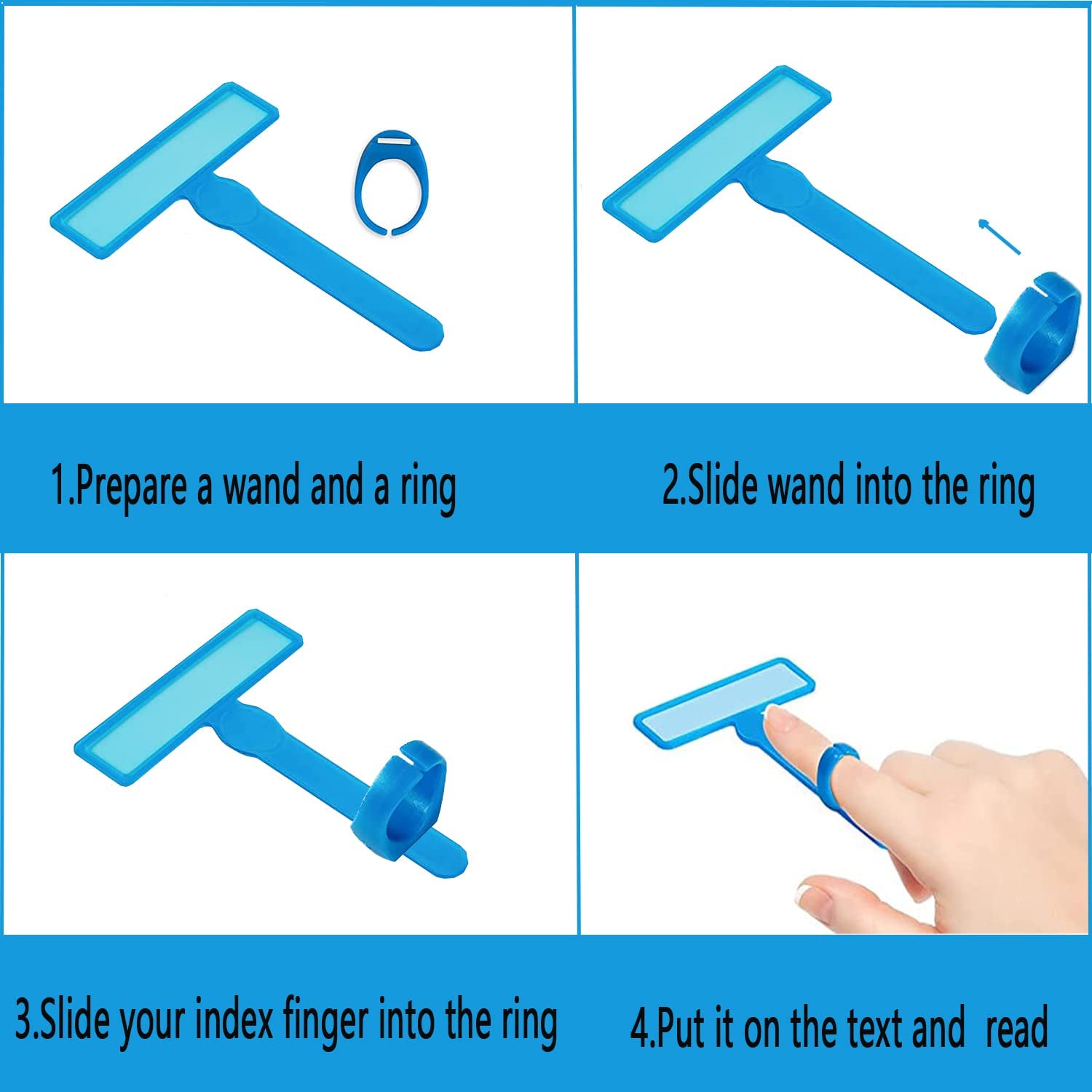 6Pcs Guided Reading Strips Finger Focus Highlighter Dyslexia Tools for Kids for Early Readers Children Reading Magnifier