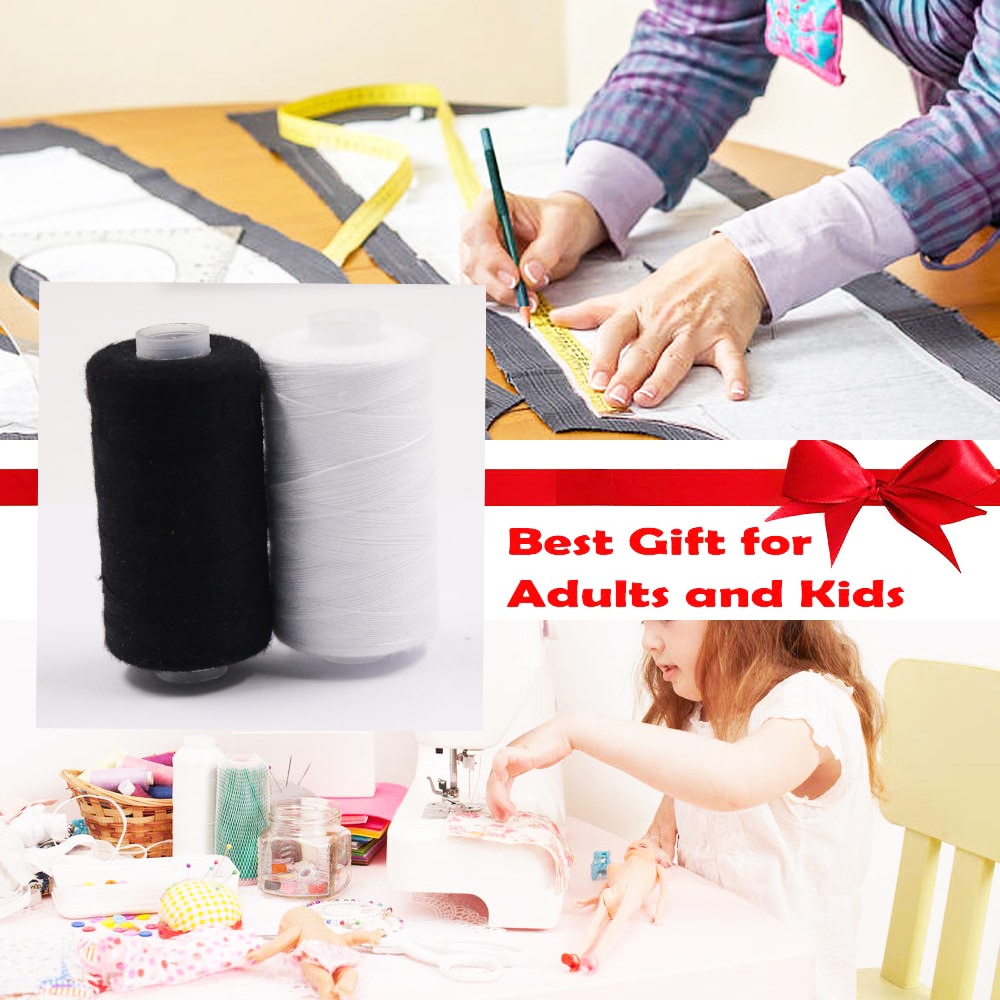 500m Polyester Sewing Thread Spools with 12pcs Self Threading Needles for Needlework Hand Repair Works Sewing Accessories