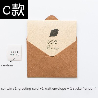 1 unidad de sobres creativos con de hojas verdes, tarjetas de felicitación, invitación, boda, gracias, cumpleaños, tarjeta de papel Kraft: C aicao