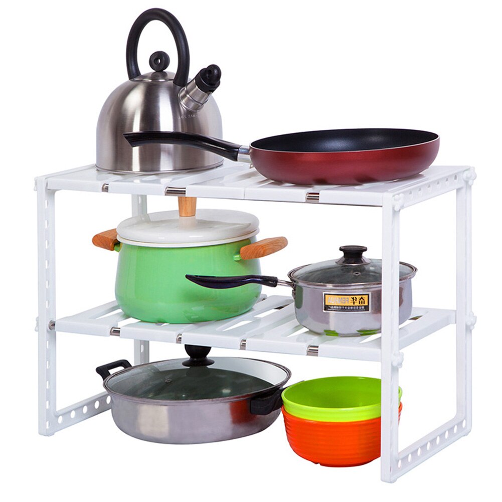 2-Tier Sink Rack Organizer Storage Expandable Adjustable Kitchen Shelf Holder 66CY
