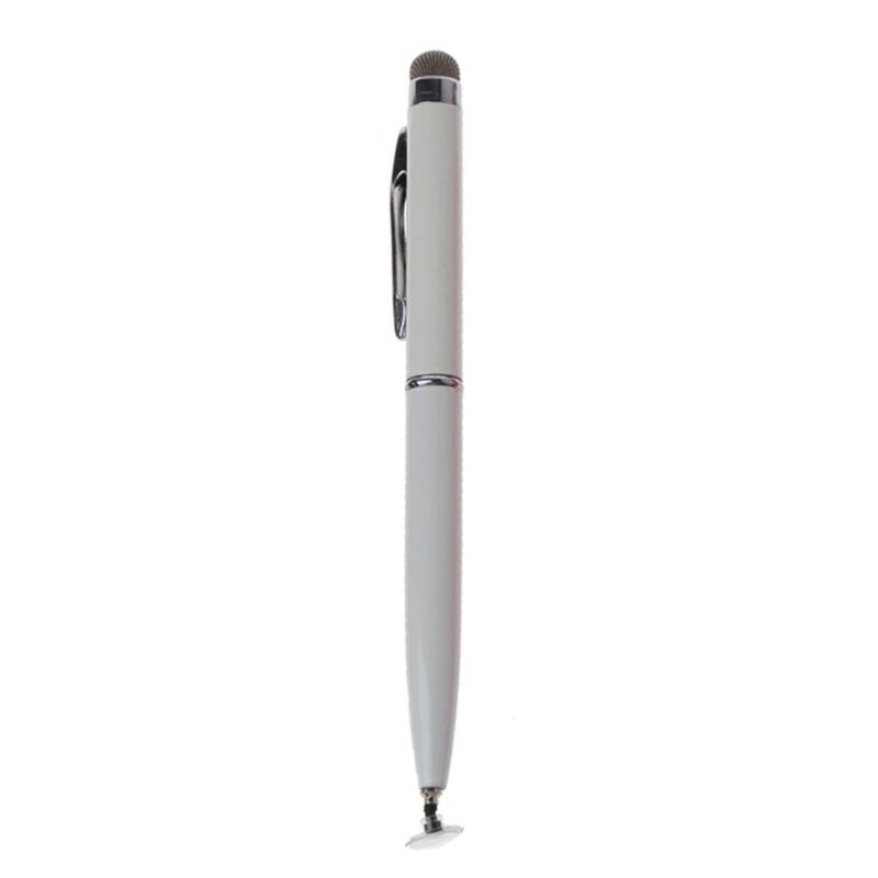 2 in 1 Fiber Metal Tip Stylus Capacitance Pen Screen Touch Drawing Tablet Pen: white