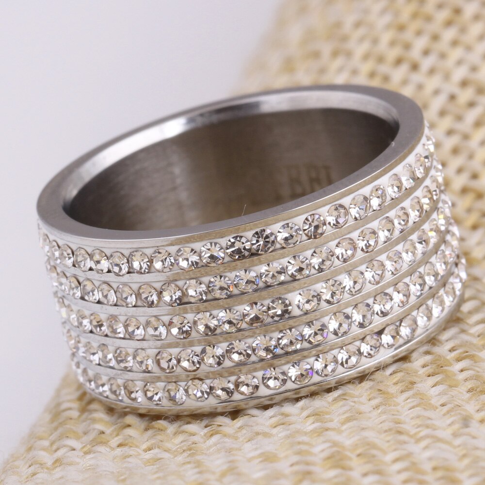 Offre spéciale pistolet noir plaqué femmes bijoux Cool 5 rangées en acier inoxydable anneau noir