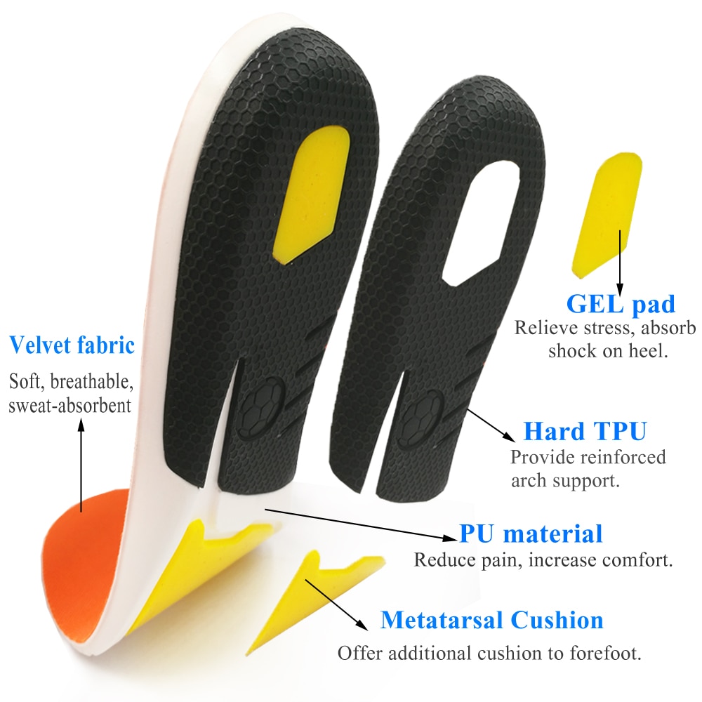KOTLIKOFF Sport Insole Silicone Orthopedic Foot Care For feet Shoes Sole Heel Pain Plantar Fasciitis Shock Absorption Pads