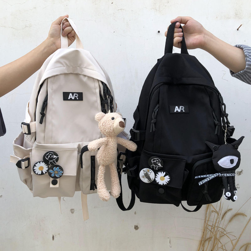 Mochila para estudiantes de secundaria para chicas adolescentes, bolso escolar grande de nailon sólido