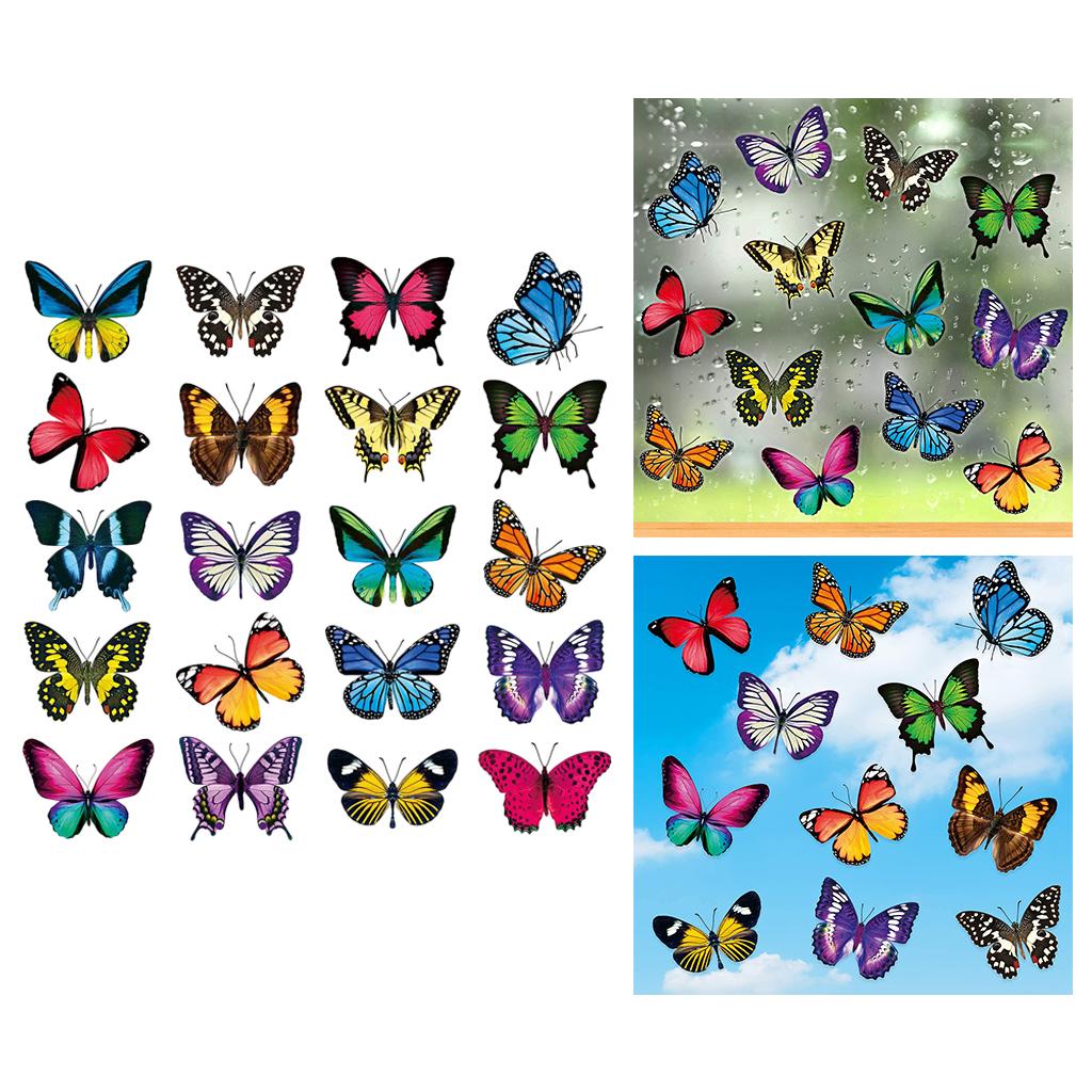 20PCS Butterfly Window Stickers to Prevent Bird Strikes On Glass Windows, Doors, Window Decals Anti-Collision Window Clings