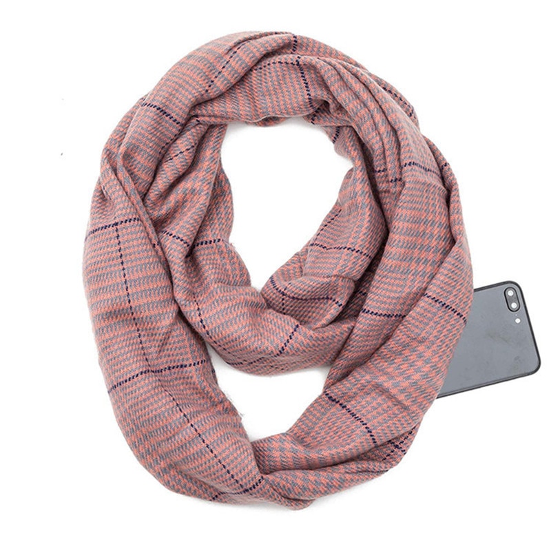 Talvineulonta ruudullinen lämmin matka infinity huivi piilotaskulla kashmir huivit naisten foulard pashmina naisten peitto