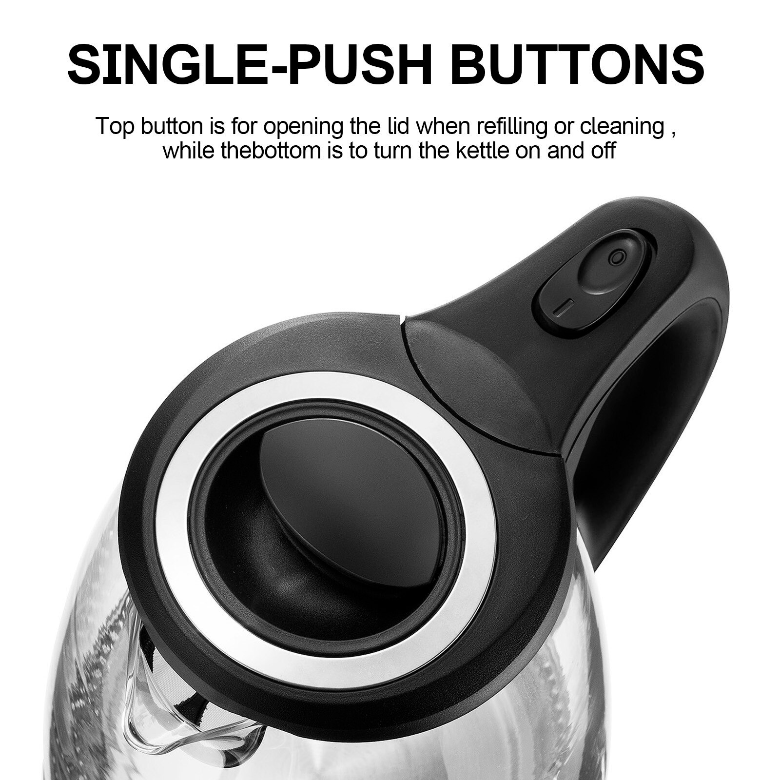 Portable Electric Glass Kettle 1.7L with Blue LED Light and Stainless Steel Base