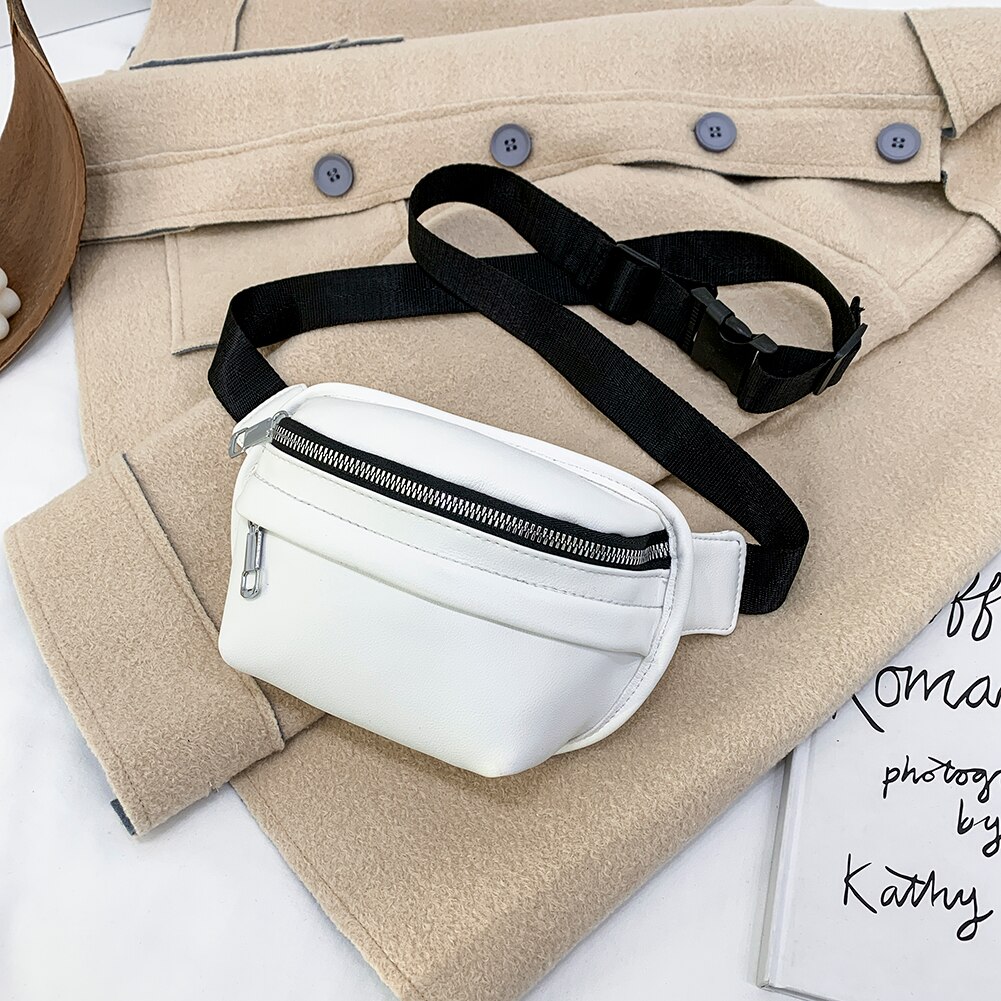 Solid Borst Fanny Tas Vrouwen Straat Taille Zakken Vrouwelijke Riem Crossbody Packs Dames Schoudertassen Femmes Sacs De Taille: WHITE
