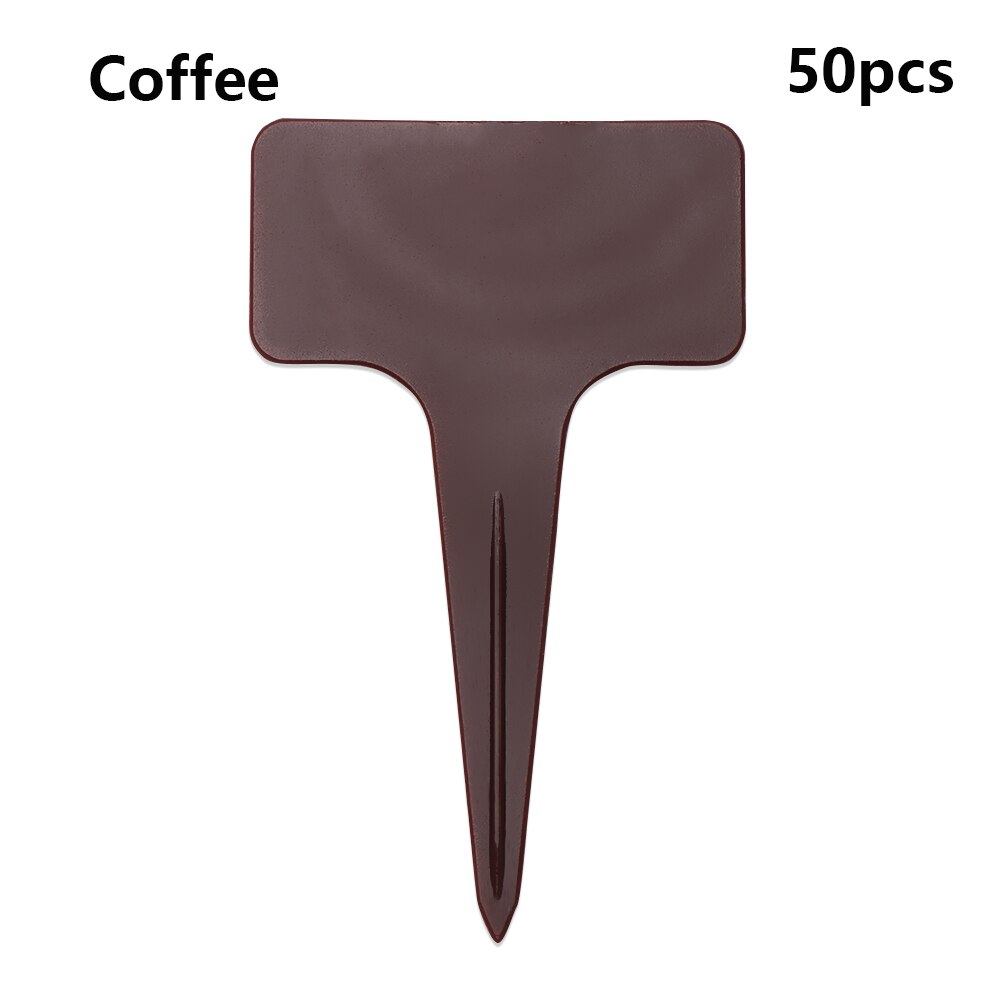50PCS/Pack Reusable Plastic Garden Tools Farm Seedling Mark Plant Tag T-shape Flower Sign Plate Gardening Labels: coffee