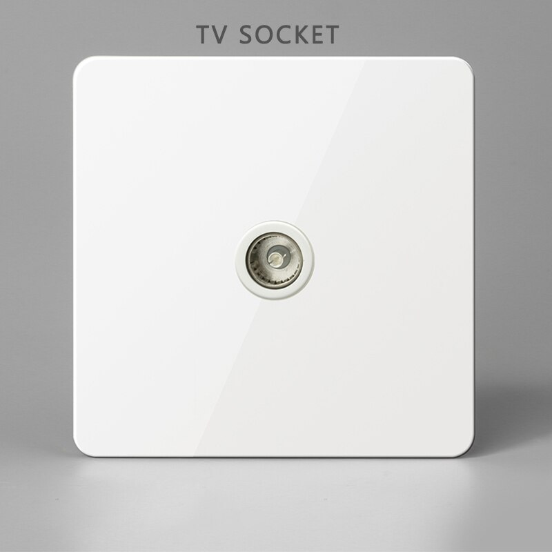 Interrupteur mural en laiton, bouton à bascule en métal vintage 220v 1/2/3/4 gangs .2 voies 10a interrupteurs pour salon levier en laiton panneau blanc: Prise tv