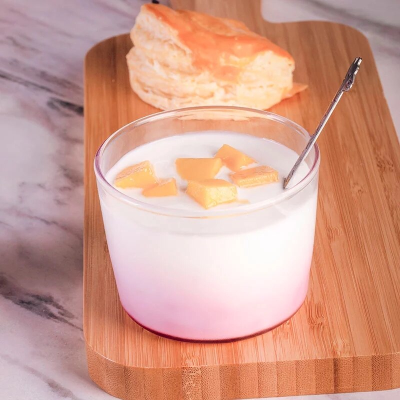 250Ml Japanse Kleurrijke Glazen Beker Hittebestendig Pudding Dessert Ijs Glas Mok Thuis Yoghurt Sap Melk Koffie cup 2 Stuks