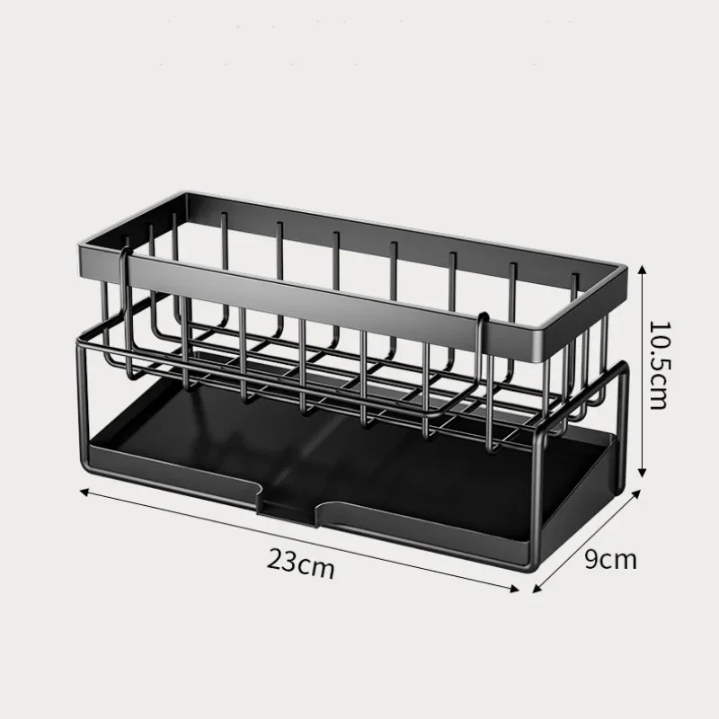 Kitchen Sink Drain Rack Organizer Carbon Steel Self-draining Sink Shelf Soap Sponge Holder Dishcloth Towel Rack Filter Basket