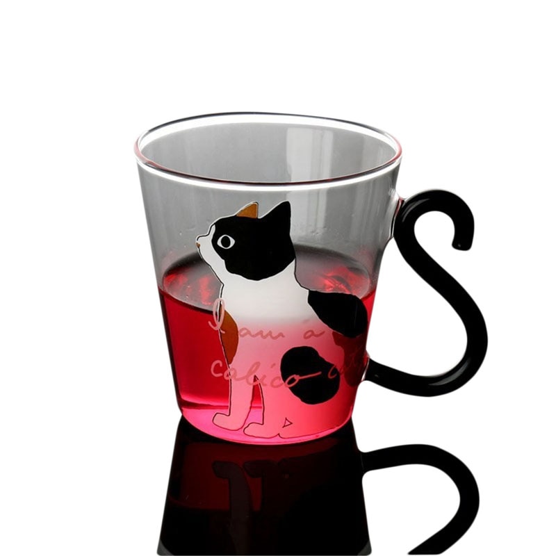 Cute Cat Milk Coffee Mug Water Glass Mug Cup Tea Cup Cartoon Kitty Home Office Cup For Fruit Juice