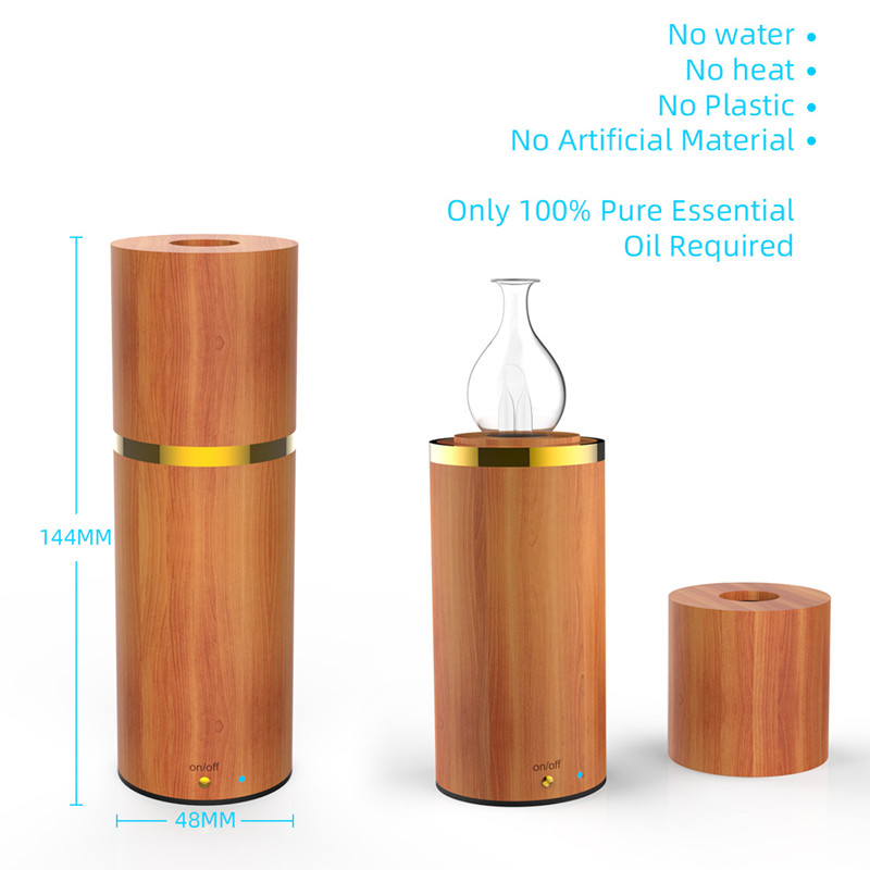 Waterless Nebulizing Essential Oil Diffuse Wooden Glass Aromatherapy Pure Essential Oils Diffuser Air Nebulizer Household