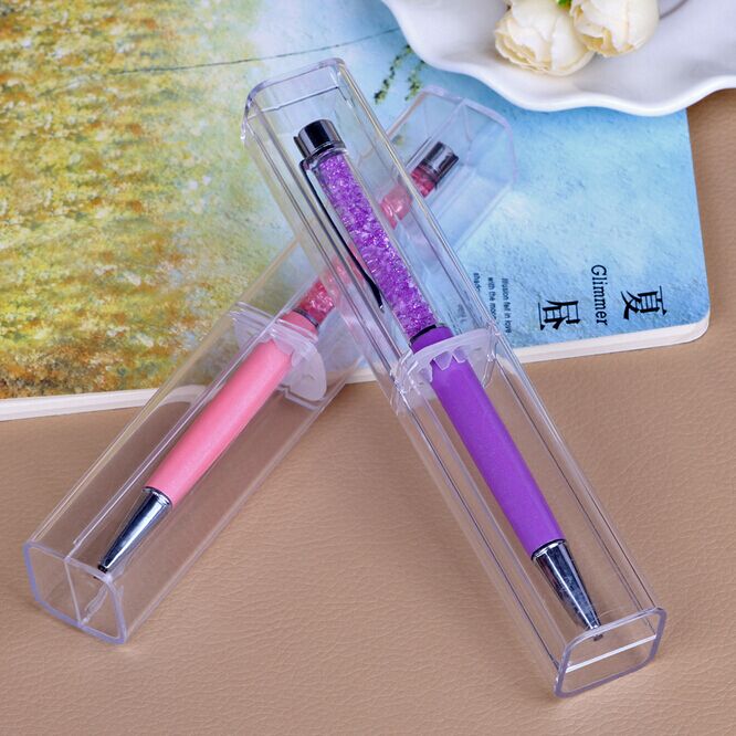 Retail box Pen boxes Plastic Transparent case Pen holder for promotional crystal pen packaging box 10 pieces / lot