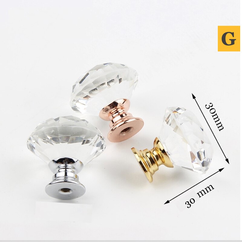 30 Mm Diamond Shape Crystal Glass Knoppen Kast Trekt Lade Knoppen Keukenkast Handvatten Handvat Hardware