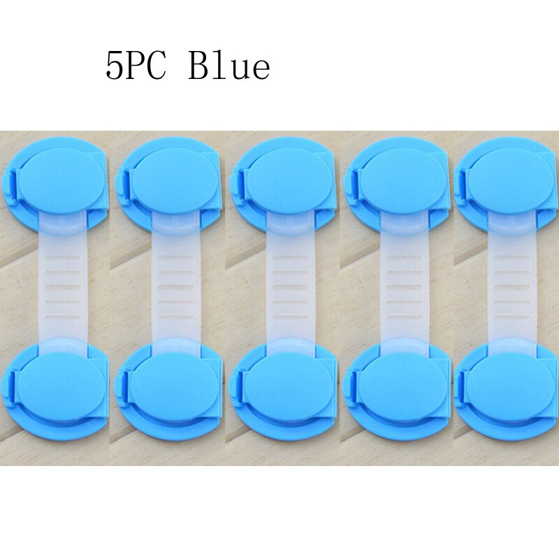 5 Pcs Baby Ladeblokkering Kinderen Beveiliging Kabinet Sloten Bandjes Peuter Kind Veiligheid Apparatuur Lock Koelkast Kast: 5 PC Blue