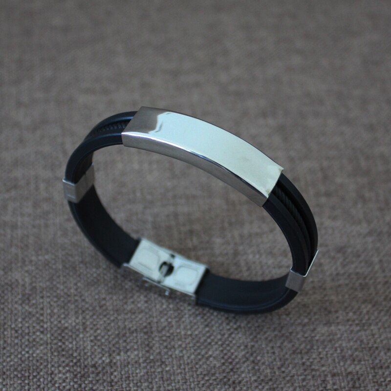 2022 Titanium Staal Rvs Accessoires Charm 5 Clolor Armband Siliconen Armband Man Mode Sieraden: Black