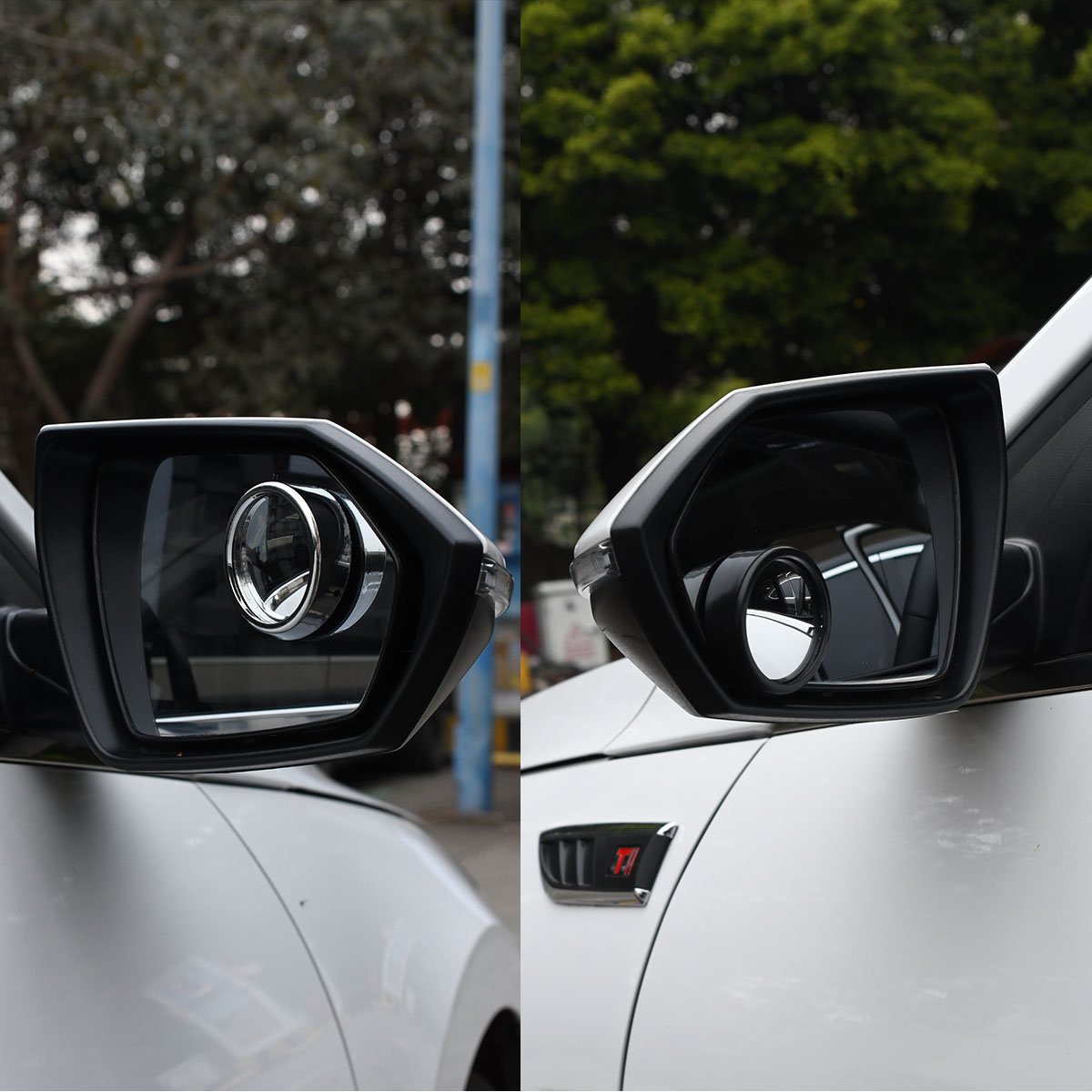 Espejo de punto ciego convexo de marco redondo, espejo retrovisor transparente ajustable de 360 grados, gran angular de conducción de seguridad, accesorios de coche, 1 par