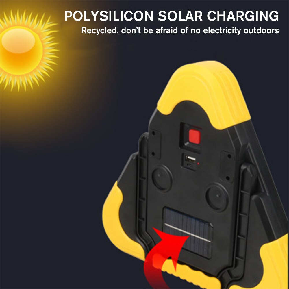 Portable Driehoek Waarschuwing Teken Driehoek Auto Led Verlichting Road Veiligheid Emergency Afbraak Alarm Lamp Draagbare Knipperlicht