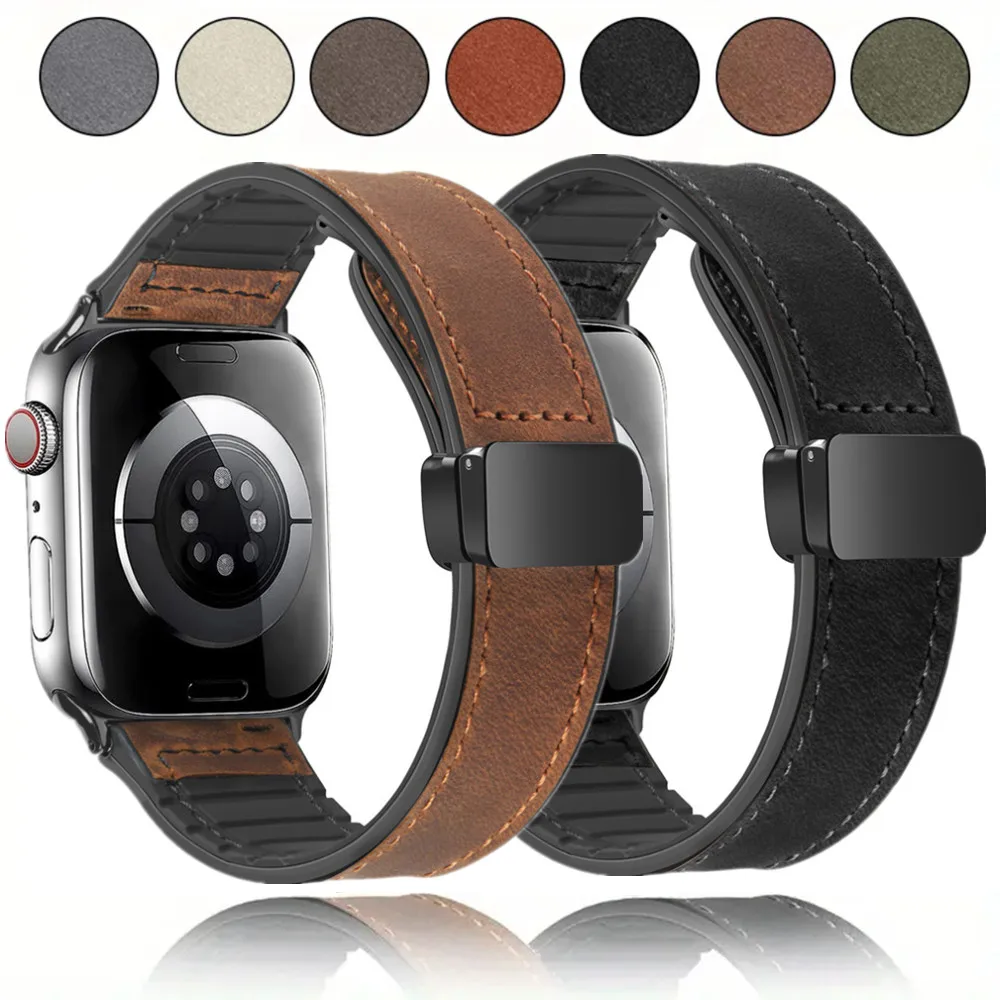 Siliconen + lederen band voor Apple Watch Band 49mm 44/42/45/38/40/41mm accessoires armband voor iWatch Ultra Series 9 8 7 SE 6 5