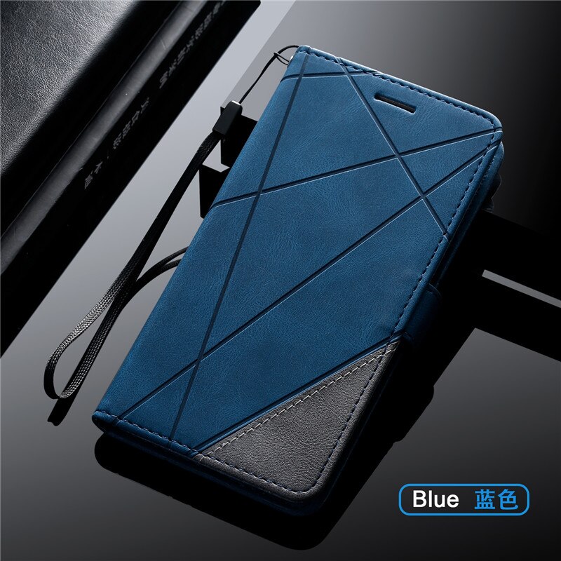 Huawei P-funda inteligente de cuero con tapa para teléfono móvil Huawei P Smart FIG-LX1, FIG-LA1 magnética Retro, Etui: Azul