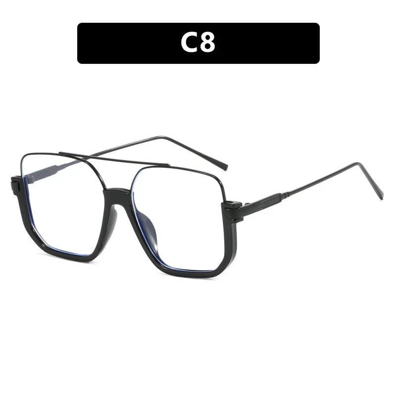 Occhiali da suola a doppio ponte 2025 Occhiali da suola dal design unico in metallo di grandi dimensioni alla moda Occhiali da suola con mezza montatura resistenti ai raggi UV400 personalizzati retrò: Colore rosa